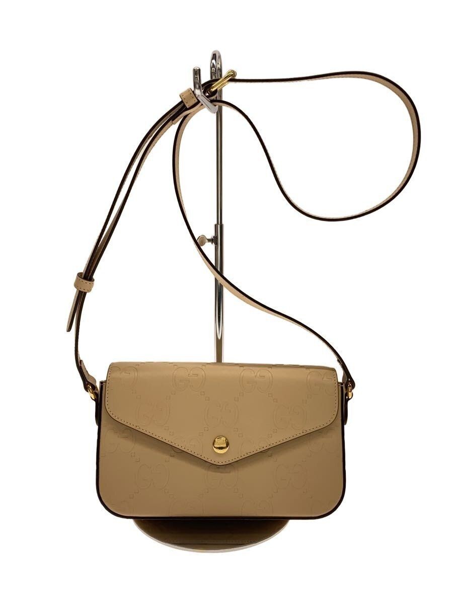 GUCCI shoulder bag GG super mini leather beige Used