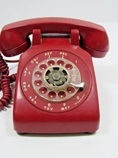 Red  Western Electric Rotary Desk Phone Model 500 Bell System Vtg #13