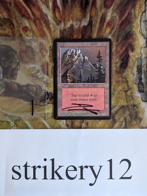 1x Mountain #298   Beta   Signed by Douglas Schuler   MTG