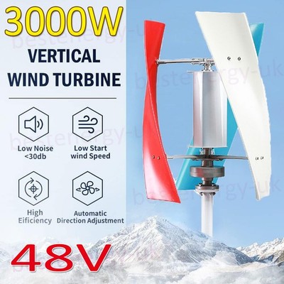 3000W Helix Vertical Axis Wind Turbine Generator Charge Controller Windmill 48V