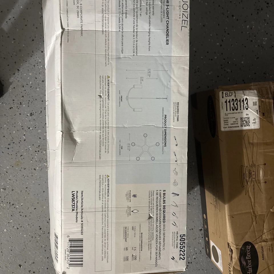 Candelabro Quoizel 5 luzes acabamento preto fosco, vidro transparente 5055222  - Imagem 2 de 3