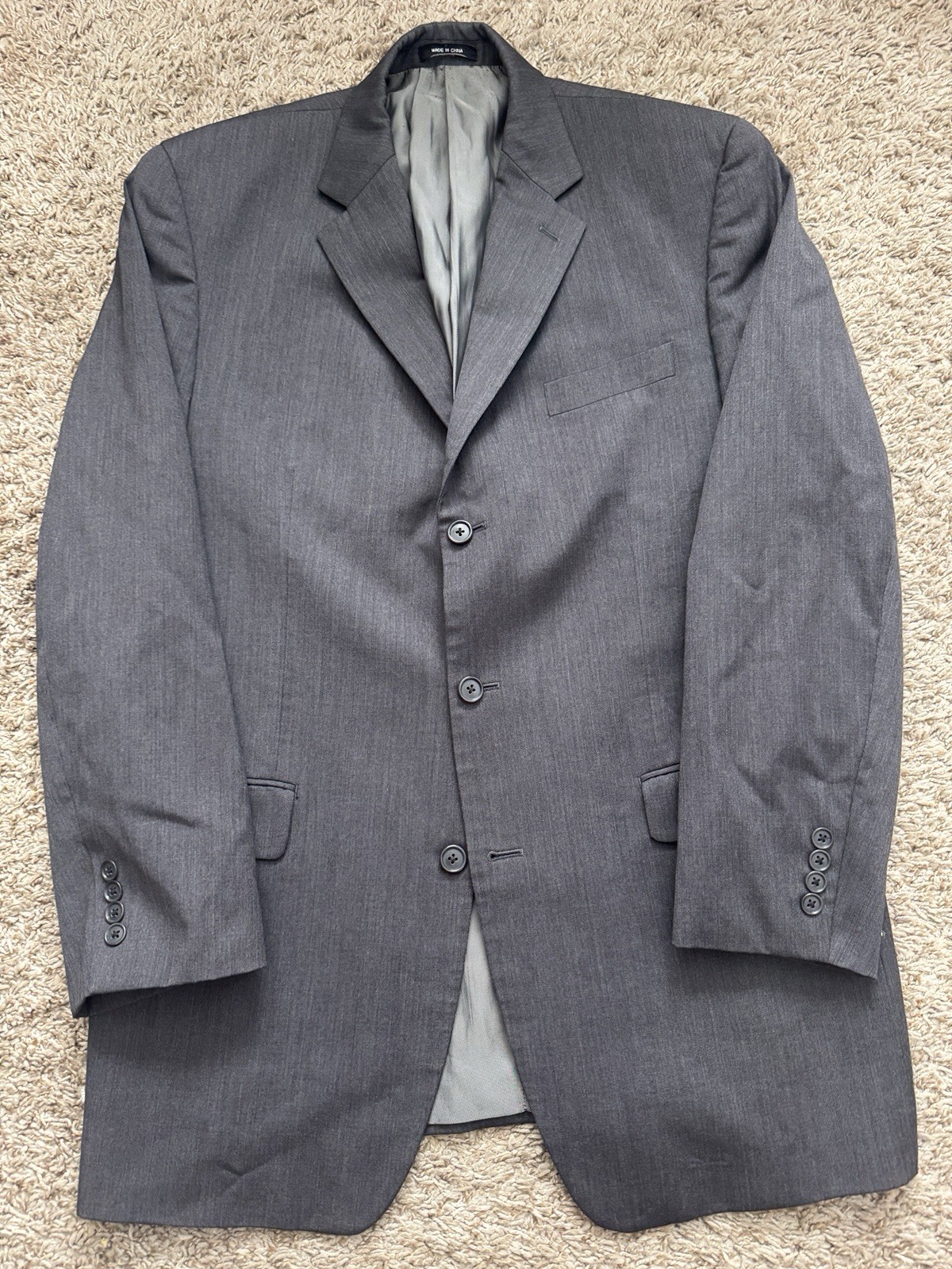 Calvin Klein Suit 2-Piece Men's 42L Long - 34W x 32L Gray Charcoal Wool 3-Button image 2