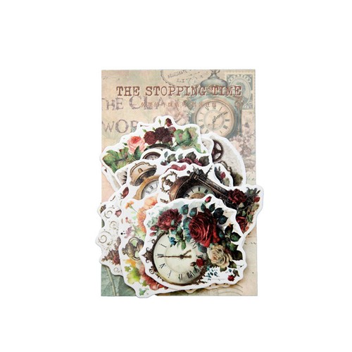 30pcs/pack Retro Clock Watch Flowers Stickers DIY Scrapbooking Vintage ...