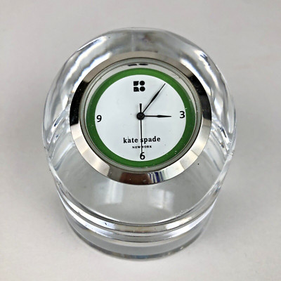Kate Spade Lenox Crystal Clock Paperweight Tested Working New Battery