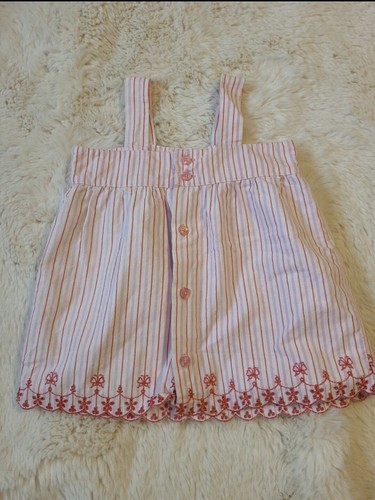 Disney Girls Embroidered Mickey Striped Eyelet Tanktop Button Down Back - Picture 6 of 6