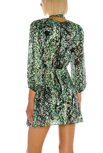 Alice and Olivia Rita Green Print Dress Size 6 Silk Blend Retail 499 - Picture 5 of 11