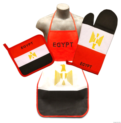 Egypt Flag Kitchen & BBQ Set *NEW* w/ Apron Oven Mitt & Pot Holder Egyptian Flag - Picture 1 of 5