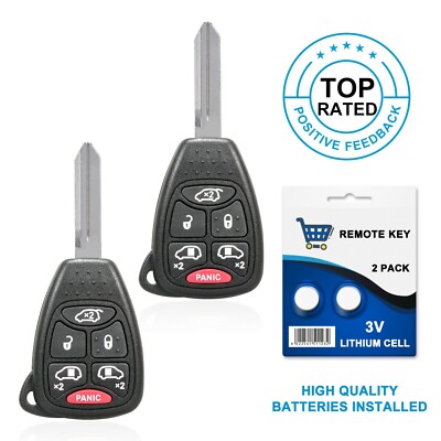2 PCS 6 Button Car Key Remote For Chrysler Dodge Jeep  Match FCC ID:M3N5WY72XX