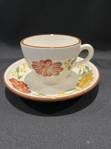 Stangl Pottery Hand Painted Floral “Inspiration” Cup And Saucer #1
