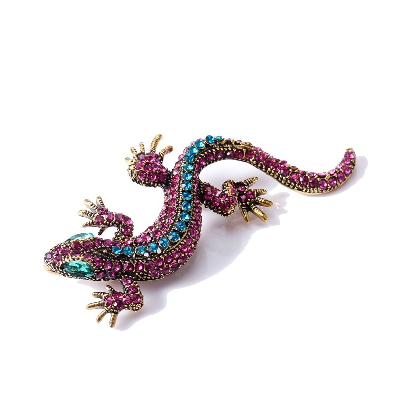 Lizard Rhinestone Vintage Brooch Pin Women Geckos Animal Pins Clothes  Jewelry