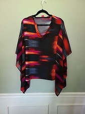 Women Sunny Leigh V Neck Short Caftan Multicolors Flowy Sleeves Size Large 
