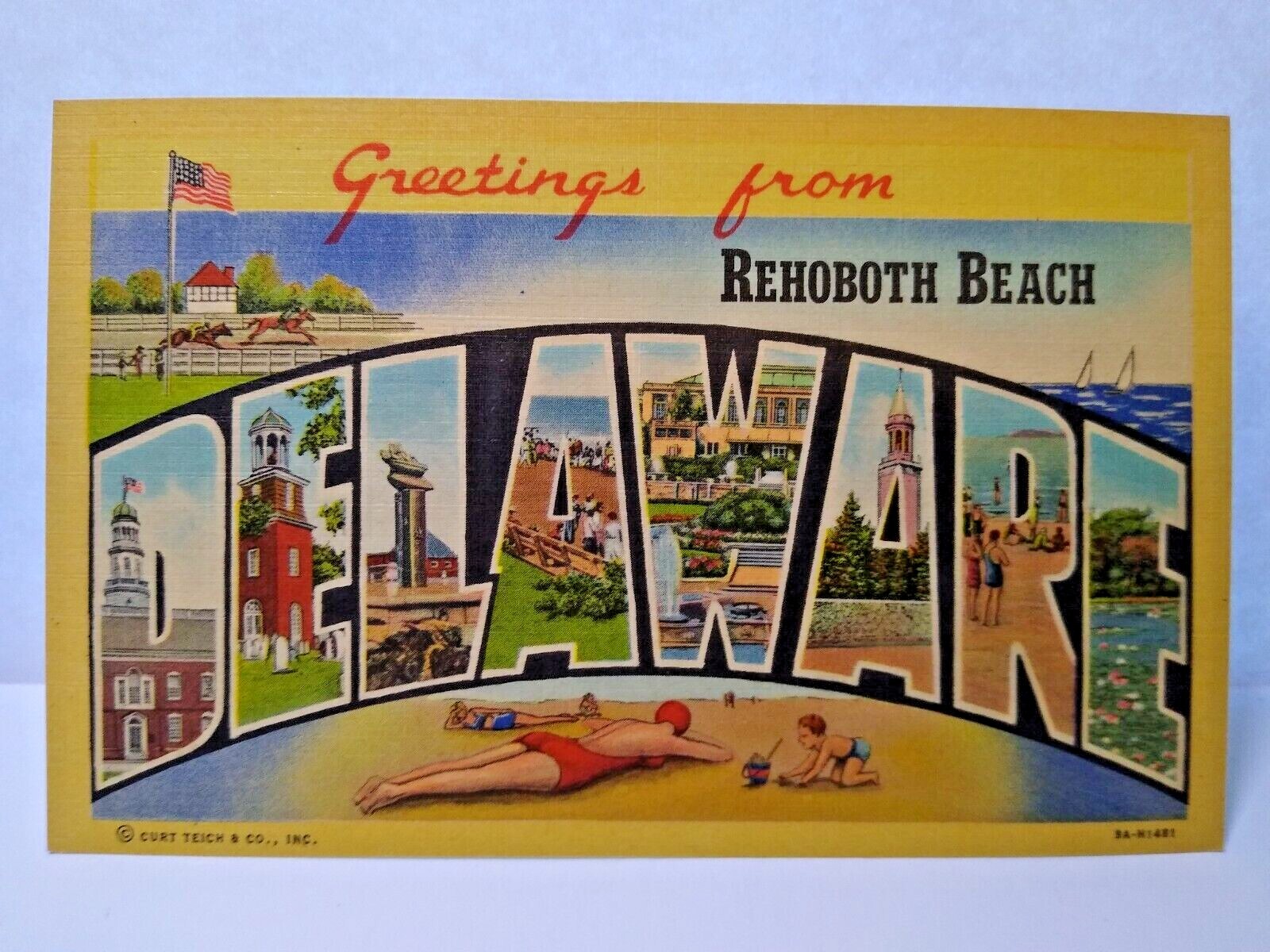 Greetings From Rehoboth Beach Delaware Postcard Large Big Letter City