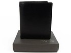Mens Quality Leather Compact Tri-Fold Wallet by Mala; Verve Gift Boxed (Black)