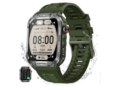 Military Smart Watch for Men with Bluetooth Call, Waterproof Outdoor Fitness 