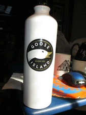 Brand New/Unused White GOOSE ISLAND BREWINGS 9" Tall Metal Water Bottle Beer 