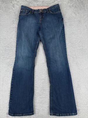 L.e.i. Jean Junior 11 Blue Denim Flared Mid Rise Dark Wash Cotton Blend 30x31