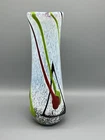 Vintage Art Glass Vase Hand Blown Signed Nicolas Retro MCM Opalescent Murano 12”