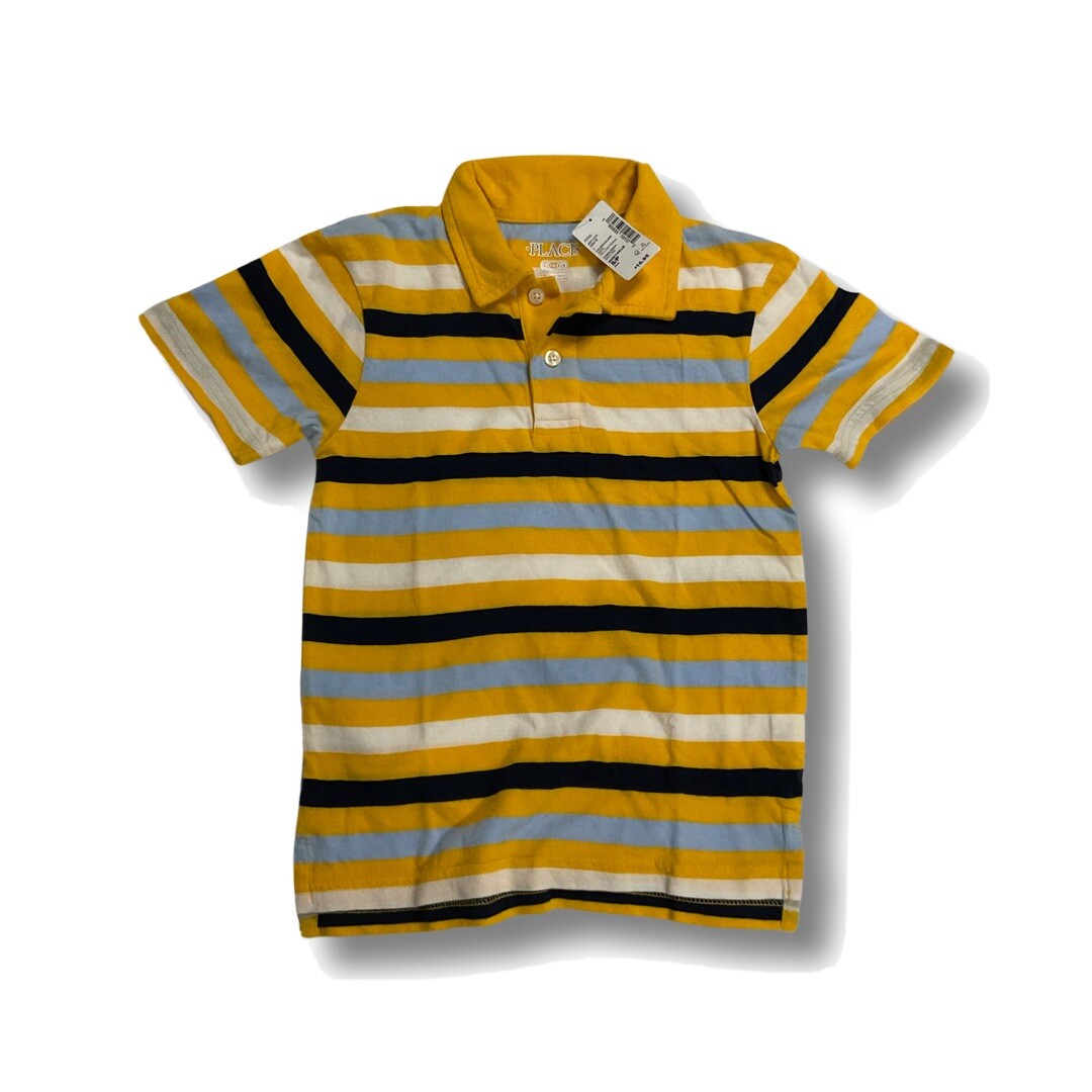 The Children's Place Boys Striped Jersey Polo Shirt Yellow Size