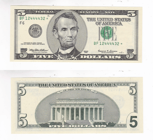 1999 $5 Atlanta District Star Federal Reserve Note FR 1987-F* Uncirculated #432 - Picture 1 of 3