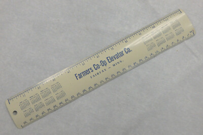 1951 1952 metal advertising ruler Farmers Co-Op Elevator Fairfax Minnesota      