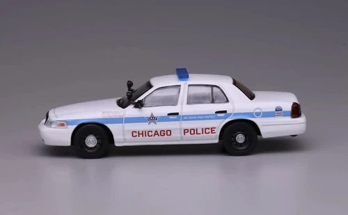 1:64 596 White Chicago Police Crown Victoria CV EN114 Model Diecast Metal Car - Bild 2 von 5