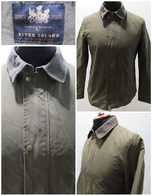 River Island Herren Wachsjacke Brustumfang 34/46 UK XS REF (14543)