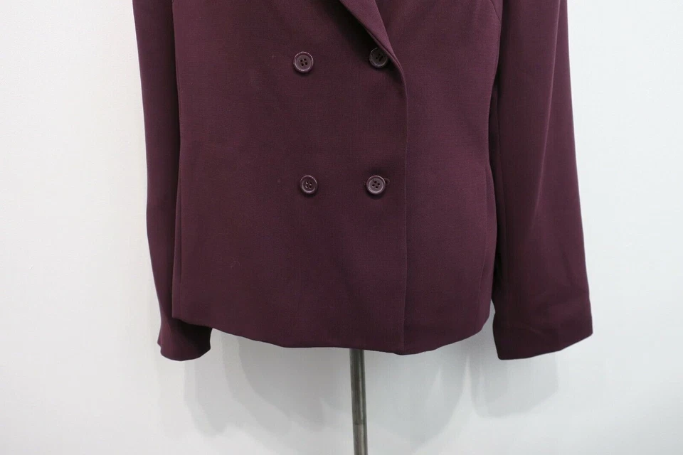 Abrigo Laura Scott Petite Mujer Doble Pecho Muesca Solapa Polvoriento Púrpura Guisante 14 Foto 4 de 4