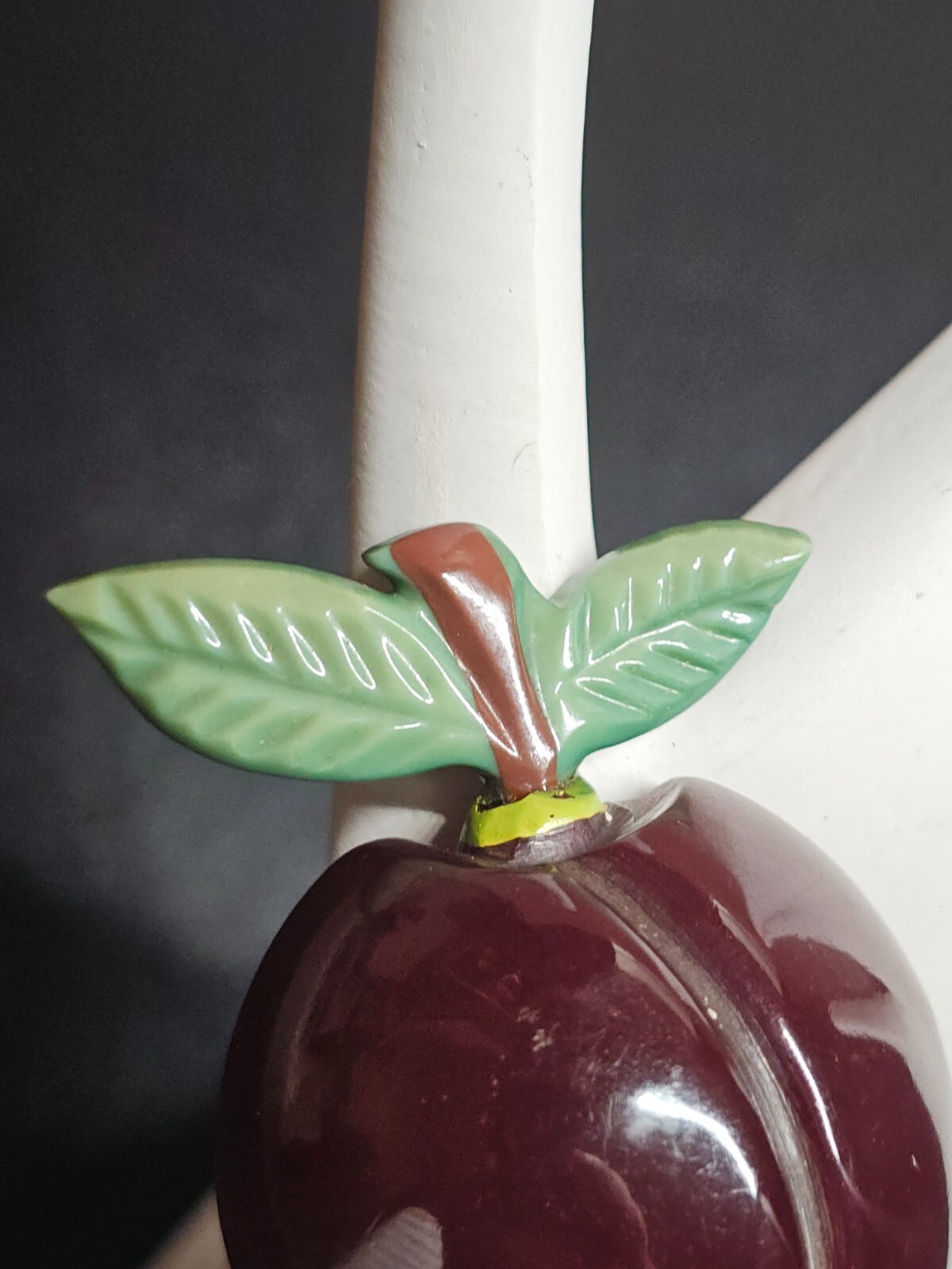 Big Rare Vtg Bakelite Plum Cherry Fruit Brooch Pin - image 3