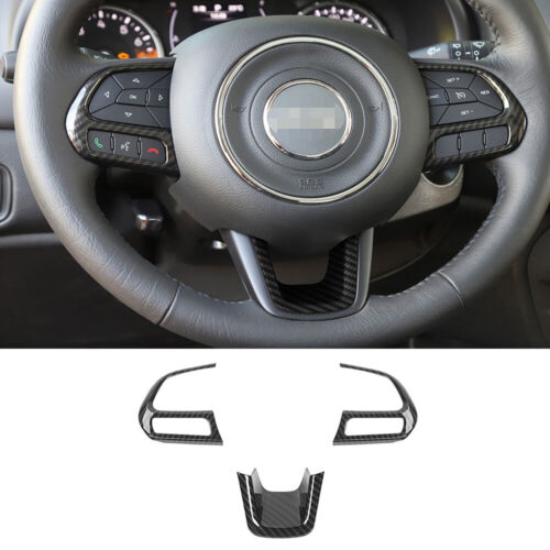 3×Carbon Fiber ABS Steering Wheel Cover for Jeep Renegade 2015+ /Compass 2017-20 - Foto 1 di 11