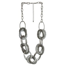Steuer Halsketten Statementcollier Ankerkettenoptik Meshkette silberfarben/weiss