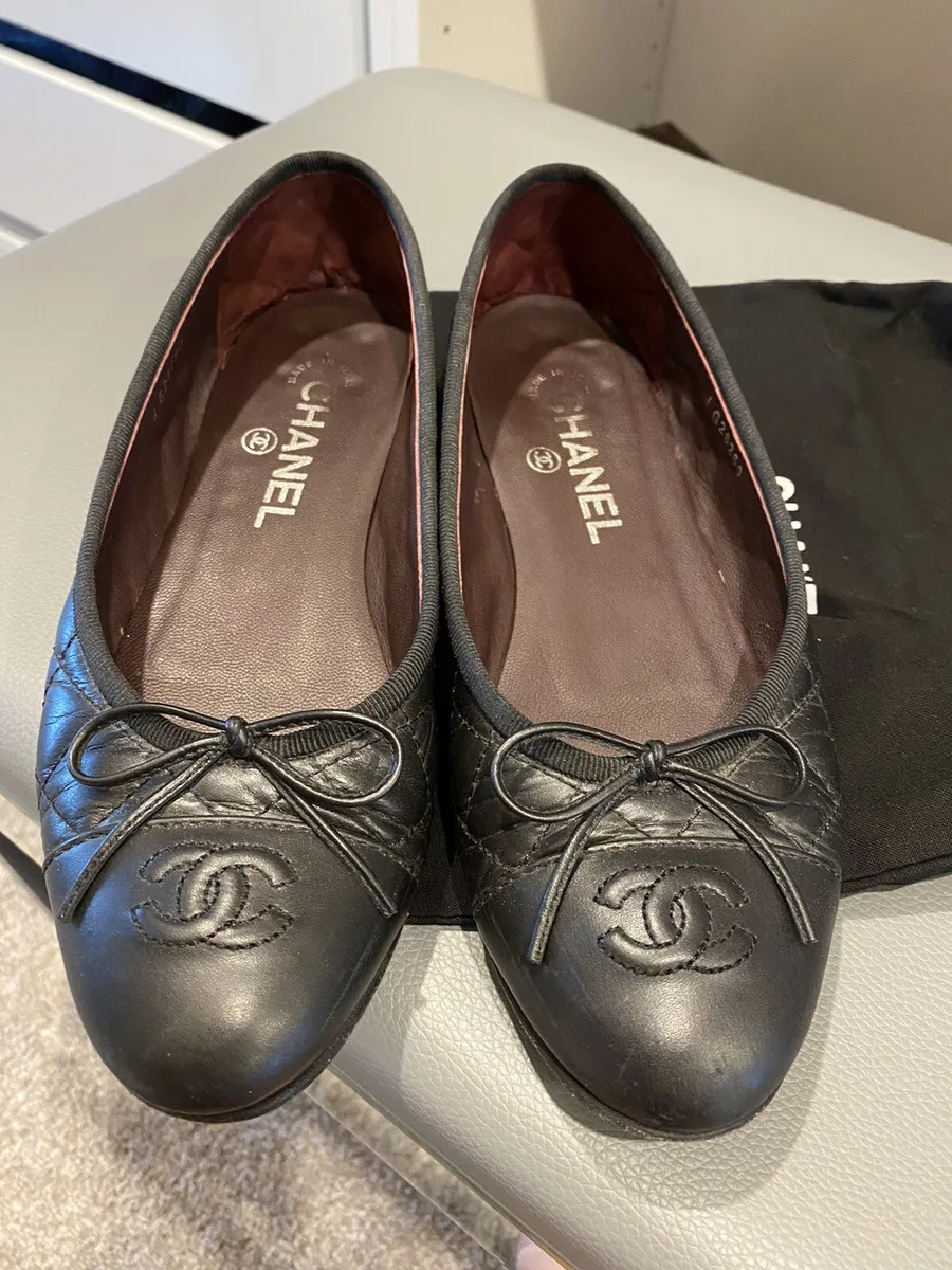 leather chanel flats