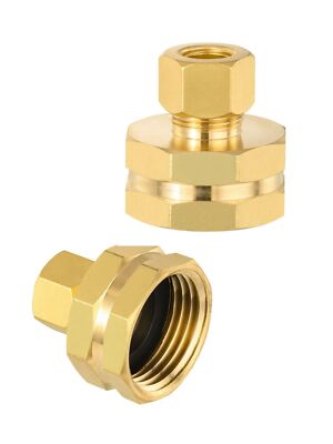 Pack of 2 3/8'' OD Compression x 3/4'' FHT Garden Hose Threaded Female Brass Ad...