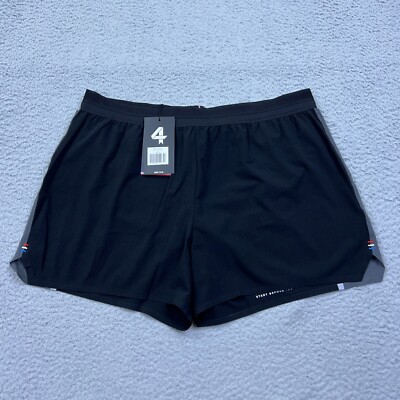 FourLaps Distance Shorts 4'' Lined Athletic Quick Dry Stretch Black/Charcoal XL