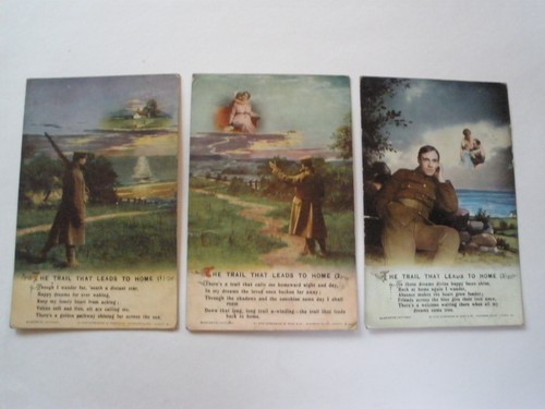 Bamforth Song Postcard Series 4982 - Set of 3 Cards: The Trail That Leads To Hom