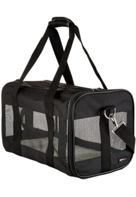 Amazon Basics Pet Tragetasche, weiche Seitenteile, schwarz, mittel