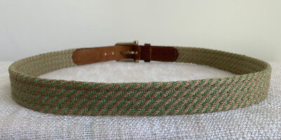 Vintage Dooney & Bourke Woven Raffia w/Leather Belt Men Sz  display picture 2