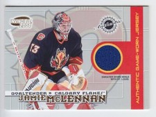 2003-04 PACIFIC INVINCIBLE JAMIE McLENNAN JERSEY /1500 GAME USED #4 Flames Blues