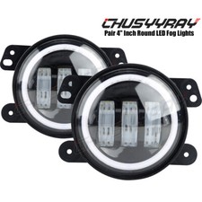 Fit 2004 2006-2009 Hummer H2 Pair 4 Inch Round Led Fog Lights Halo Drl