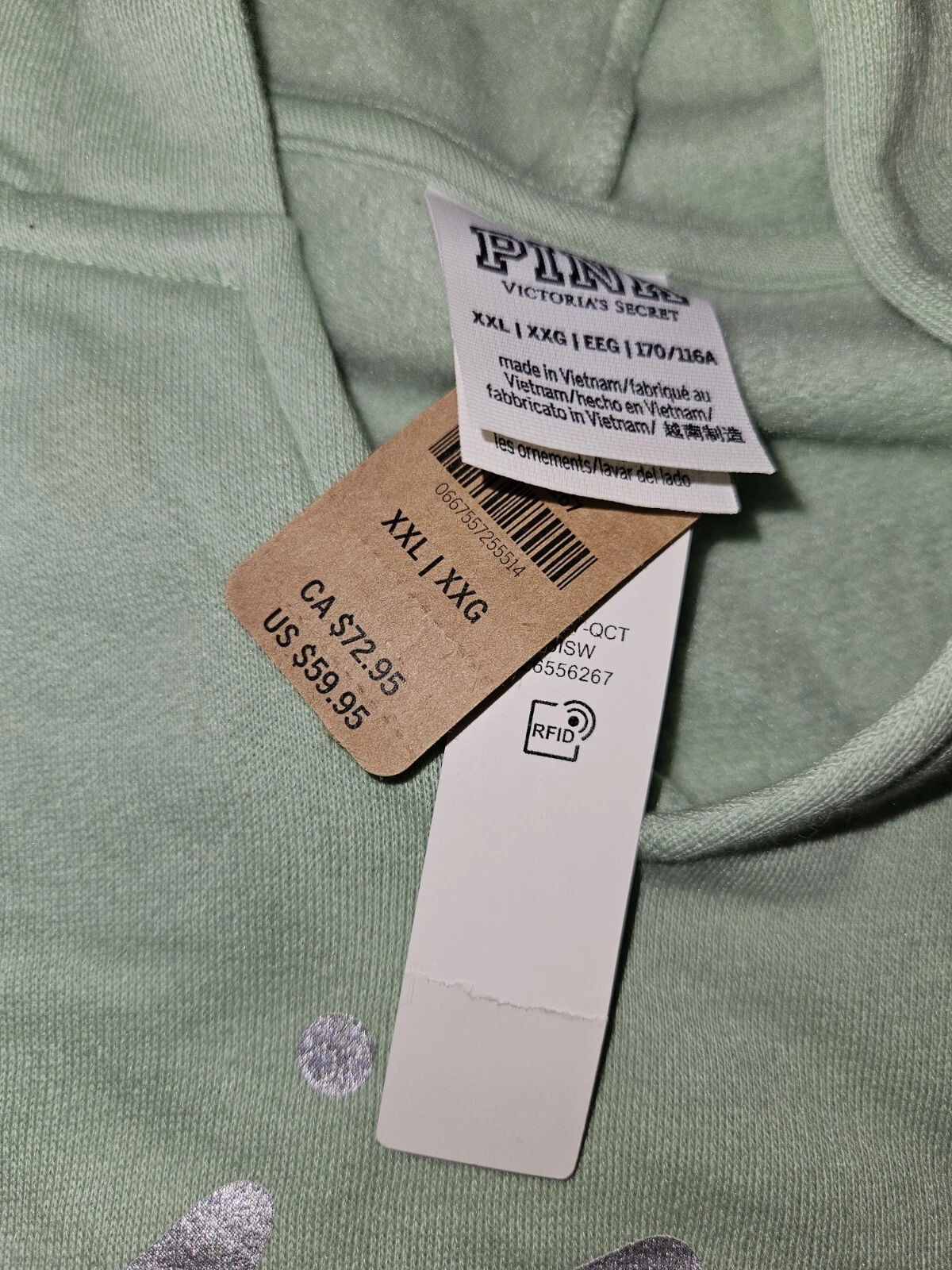 UNDERCOVER Felpa con cappuccio Victoria's Secret ROSA in pile cropped cinched campus nuova con etichette in giada taglia XXL