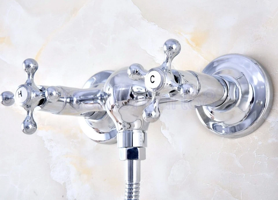 Chrome Bathroom Handheld Shower Faucet Set  With Ceramic Hand Spray fna774 - Image 3 of 4