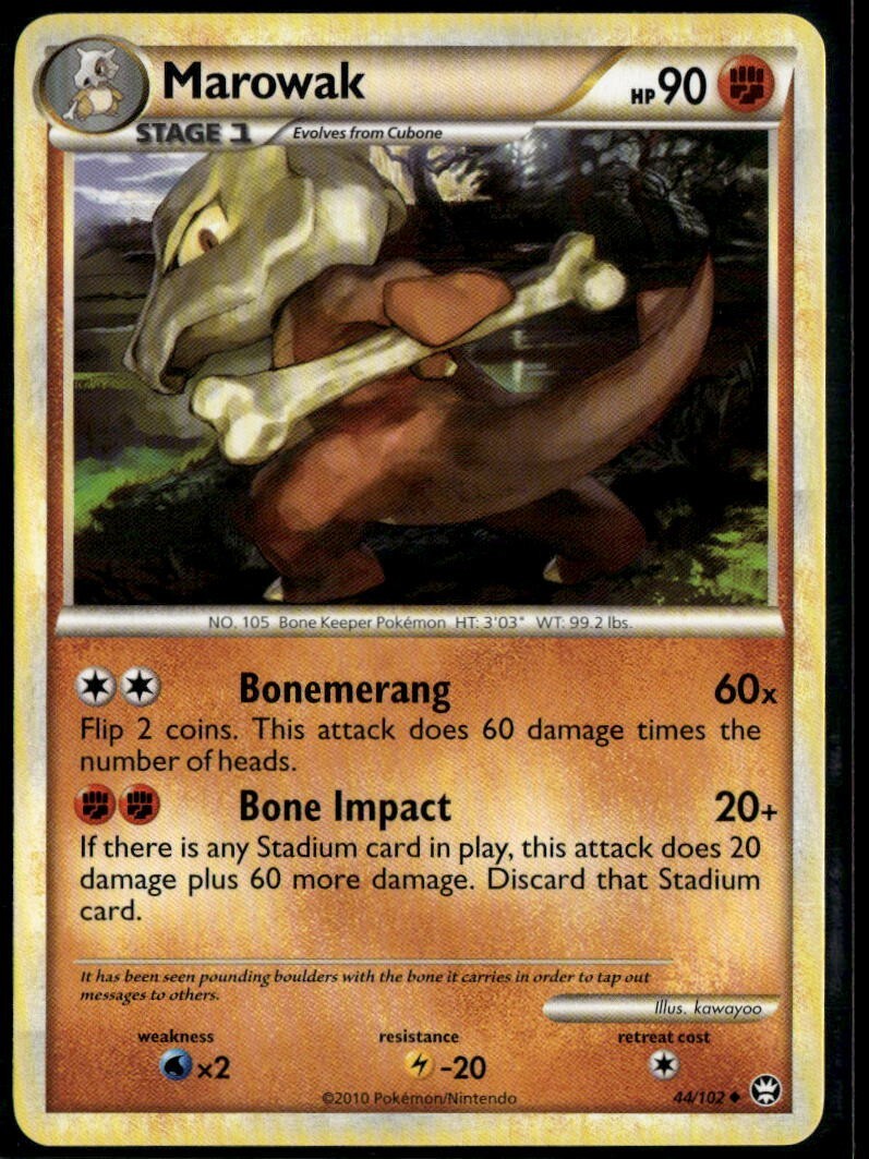 Marowak Uncommon - HGSS Triumphant 44/102 2010 LP+ Pokemon Card