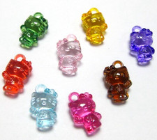 100 Mixed Color Transparent Acrylic Cute Cat Charm Pendants 16mm 0.63" Craft
