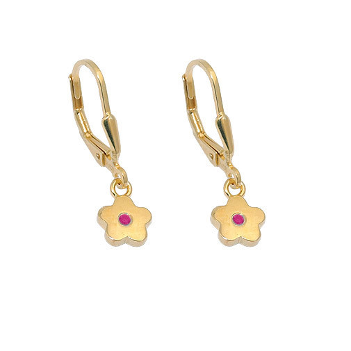 MäDchen Ohrringe Rosa Blumen Kinder OhrhäNger Blume HäNger Silber 925 Vergoldet-image