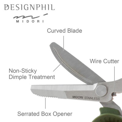 MIDORI DESIGNPHIL Compact Heavy Duty Multi-Purpose EDC Scissors