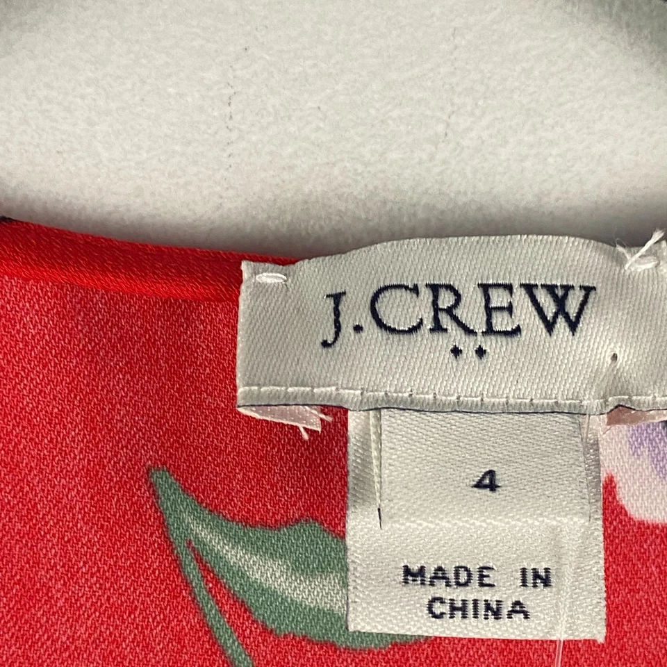 J. Mini Vestido Crew Rojo Floral Envolvente Talla 4 Manga Corta Amapola Foto 4 de 4