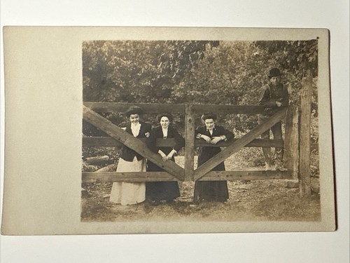 Wooden Hats Man Women Funny 1910 farm RPPC Real Photo Postcard - Picture 1 of 9