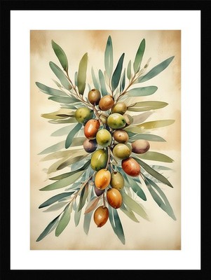 Nostalgic Olive Branches Framed Wall Art Poster Canvas Print Picture
