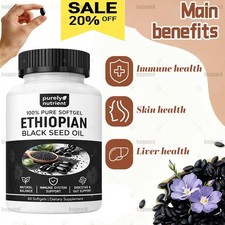 1-3X Ethiopian Black Seed Oil Softgels 4.64 Thymoquinone Non-Gmo,Gluten-Free 60X