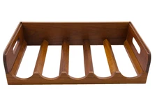 Vintage Kalmar Teak Wood 5 Bottle Stacking Wine Rack Tray #2