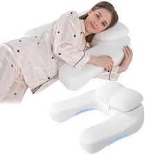 U-Shaped Side Sleeper Pillow for Shoulder Pain Relief, Memory Foam Arm Hole P...